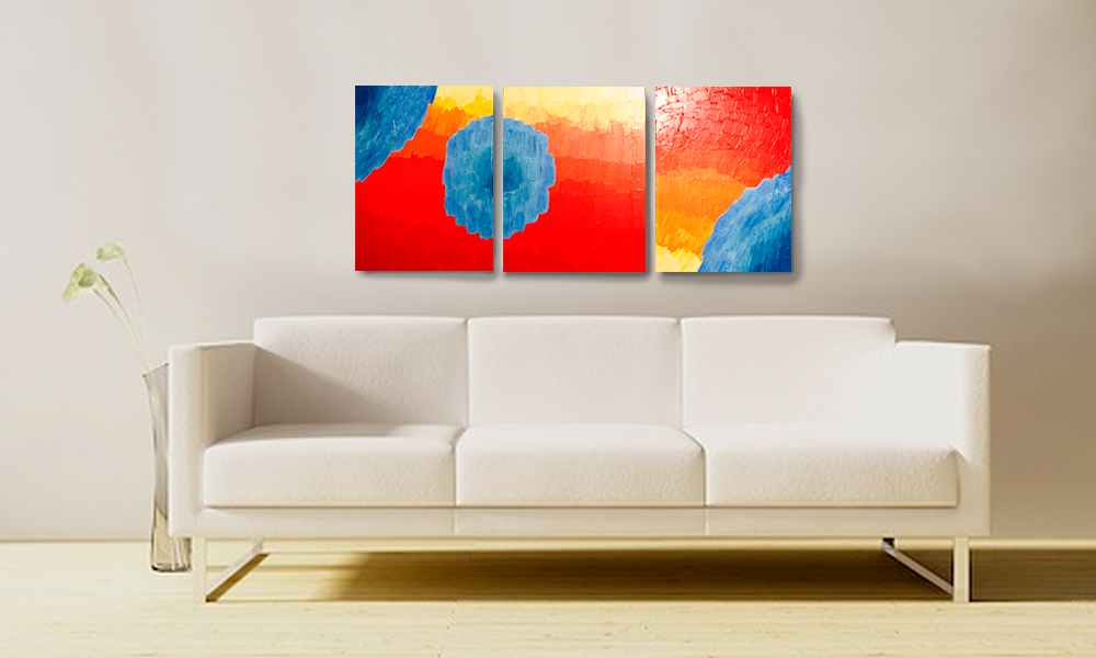 Acrylic Abstract Triptych color