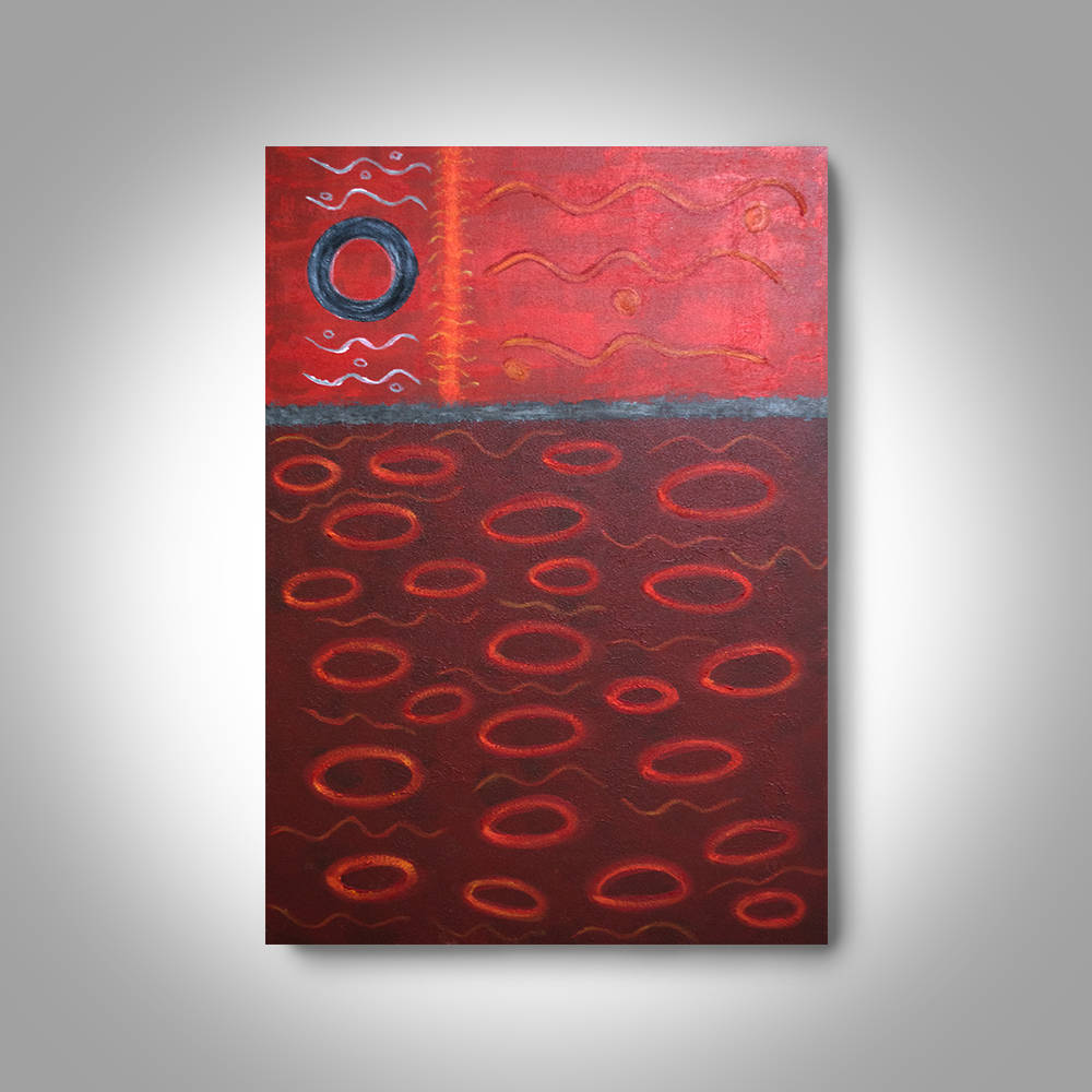 Acrylic Abstract Painting - 36 x 24 Red Painting, modern art